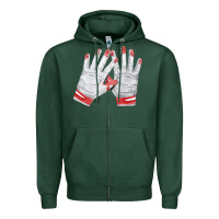Sports Green batting gloves Zipper Hoodie - FaDigitalArtStudio