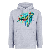 Heather Grey floral turtle Heavyweight Hoodie - Jasminsmagicworld