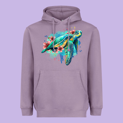 Floral Turtle Heavyweight Hoodie Designed By Jasminsmagicworld