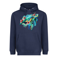 Navy floral turtle Heavyweight Hoodie - Jasminsmagicworld