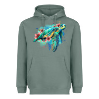 Sage floral turtle Heavyweight Hoodie - Jasminsmagicworld