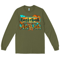 Army Green basketball mama with leopard Long Sleeve Tee - Zillion Design Studio