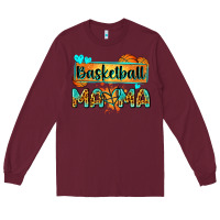 Burgundy basketball mama with leopard Long Sleeve Tee - Zillion Design Studio