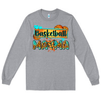 Heather Grey basketball mama with leopard Long Sleeve Tee - Zillion Design Studio