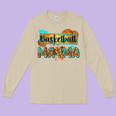 Basketball Mama With Leopard Long Sleeve Tee Designed By Zillion Design Studio