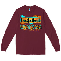 Burgundy basketball grandma with leopard Long Sleeve Tee - Zillion Design Studio