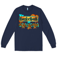 Navy basketball grandma with leopard Long Sleeve Tee - Zillion Design Studio