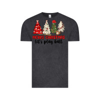 Vintage Black merry christmas let s play ball baseball Vintage Tee - MaliasSmallBusiness