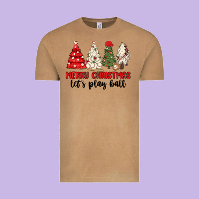 Vintage Tee merry christmas let s play ball baseball