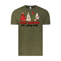 Vintage Olive merry christmas let s play ball baseball Vintage Tee - MaliasSmallBusiness