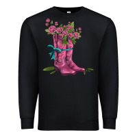 Black valentines day western boots and roses Premium Sweatshirt - AdoDesignShop