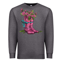 Charcoal Heather valentines day western boots and roses Premium Sweatshirt - AdoDesignShop