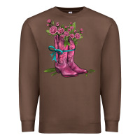Chestnut valentines day western boots and roses Premium Sweatshirt - AdoDesignShop