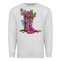 Dove Grey valentines day western boots and roses Premium Sweatshirt - AdoDesignShop
