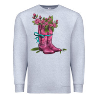 Heather Grey valentines day western boots and roses Premium Sweatshirt - AdoDesignShop