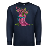 Navy valentines day western boots and roses Premium Sweatshirt - AdoDesignShop