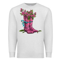 Oatmeal Heather valentines day western boots and roses Premium Sweatshirt - AdoDesignShop