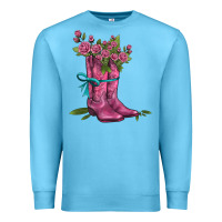 Ocean Blue valentines day western boots and roses Premium Sweatshirt - AdoDesignShop