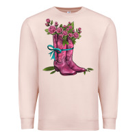 Pale Pink valentines day western boots and roses Premium Sweatshirt - AdoDesignShop