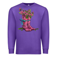 Purple valentines day western boots and roses Premium Sweatshirt - AdoDesignShop