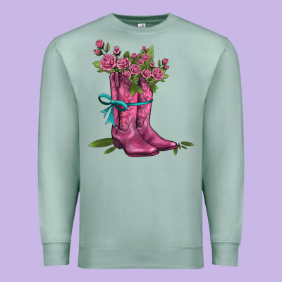 Valentines Day Western Boots And Roses Premium Sweatshirt Designed By Adodesignshop