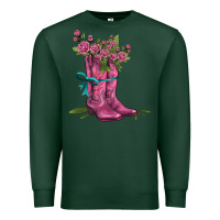 Sports Green valentines day western boots and roses Premium Sweatshirt - AdoDesignShop