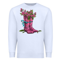White valentines day western boots and roses Premium Sweatshirt - AdoDesignShop