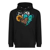 Black turquoise sunflower hearts Heavyweight Hoodie - Jasminsmagicworld