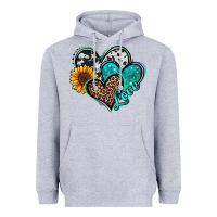 Heather Grey turquoise sunflower hearts Heavyweight Hoodie - Jasminsmagicworld