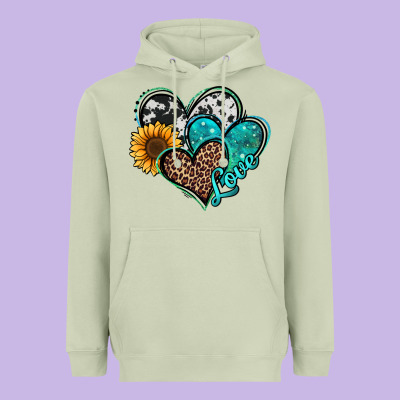 Turquoise Sunflower Hearts Heavyweight Hoodie Designed By Jasminsmagicworld
