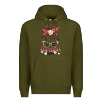 Army Green softball mom Premium Hoodie - MaliasSmallBusiness