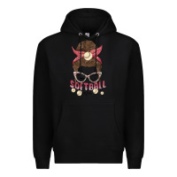 Black softball mom Premium Hoodie - MaliasSmallBusiness