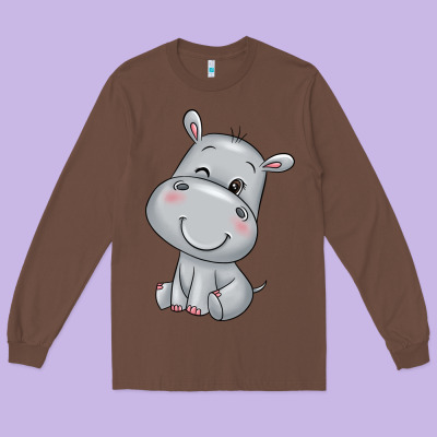 Hippo Long Sleeve Tee Designed By Texasbilliewilder