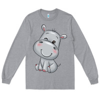 Heather Grey hippo Long Sleeve Tee - texasbilliewilder