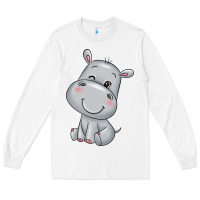White hippo Long Sleeve Tee - texasbilliewilder