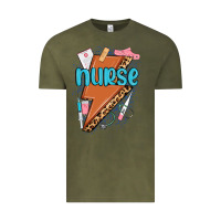 Vintage Olive nurse lightning bolt Vintage Tee - MaliasSmallBusiness