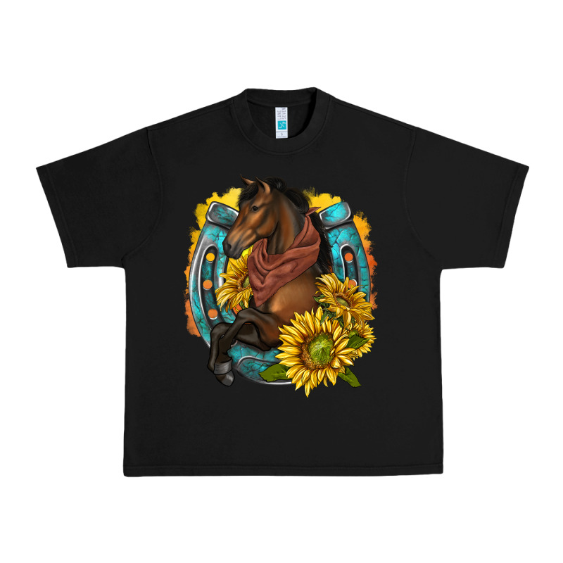 Western Horse With Horseshoe Urban Heavy Tee by texasbilliewilder | Teevron