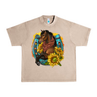 French Oak western horse with horseshoe Urban Heavy Tee - texasbilliewilder