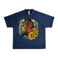 Navy western horse with horseshoe Urban Heavy Tee - texasbilliewilder