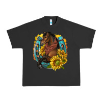 Pigment Black western horse with horseshoe Urban Heavy Tee - texasbilliewilder