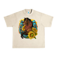 Sandshell western horse with horseshoe Urban Heavy Tee - texasbilliewilder