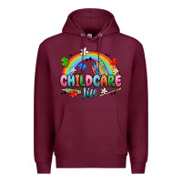 Burgundy childcare life Premium Hoodie - MaliasSmallBusiness