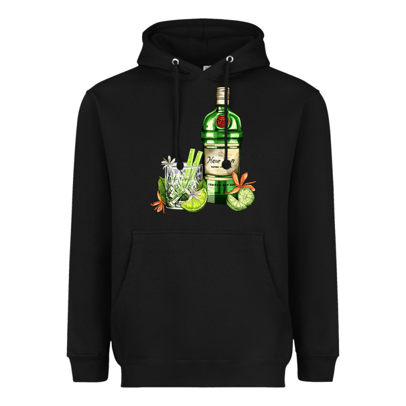 Gin Tonic Bottle And Cocktail Heavyweight Hoodie by AdoDesignShop | Teevron