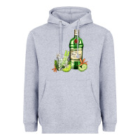 Heather Grey gin tonic bottle and cocktail Heavyweight Hoodie - AdoDesignShop