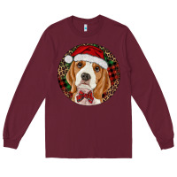 Burgundy beagle christmas ornament Long Sleeve Tee - RanaPortraitStore