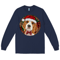 Navy beagle christmas ornament Long Sleeve Tee - RanaPortraitStore