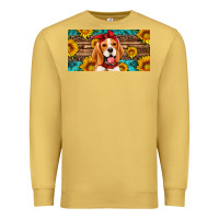 Antique Gold beagle with sunflowers license plate Premium Sweatshirt - Artiststas