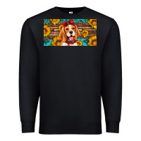 Black beagle with sunflowers license plate Premium Sweatshirt - Artiststas