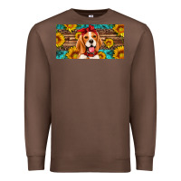 Chestnut beagle with sunflowers license plate Premium Sweatshirt - Artiststas