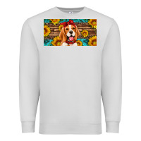 Dove Grey beagle with sunflowers license plate Premium Sweatshirt - Artiststas